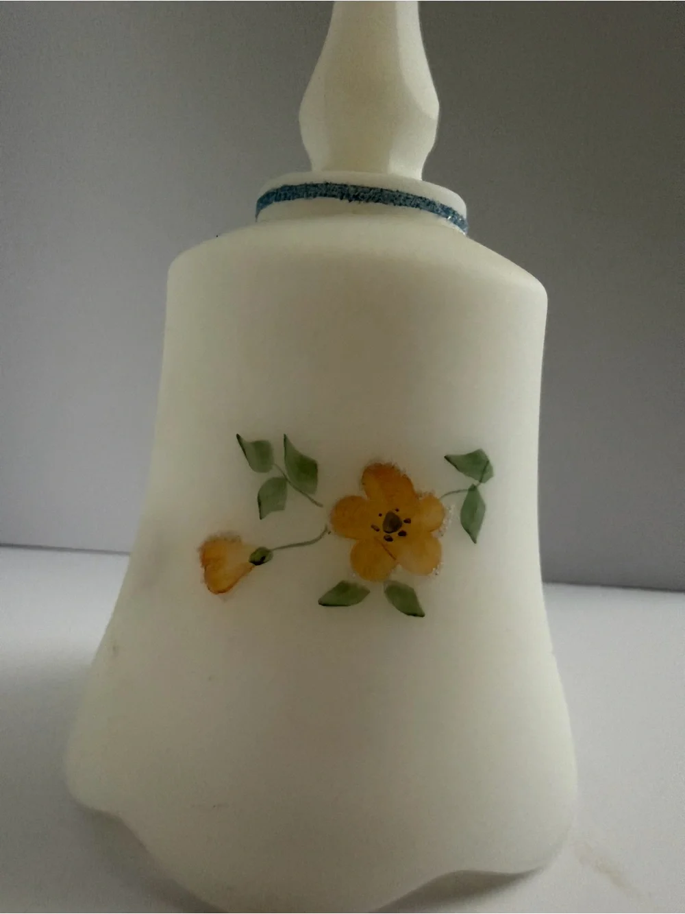 Fenton Hand Painted Vintage White Satin Art Glass Bell